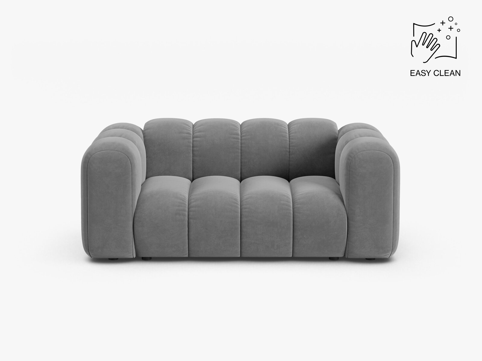 Micadoni Sofa Lupine 2-Sitzer kleine Version Samt Venus Hellgrau