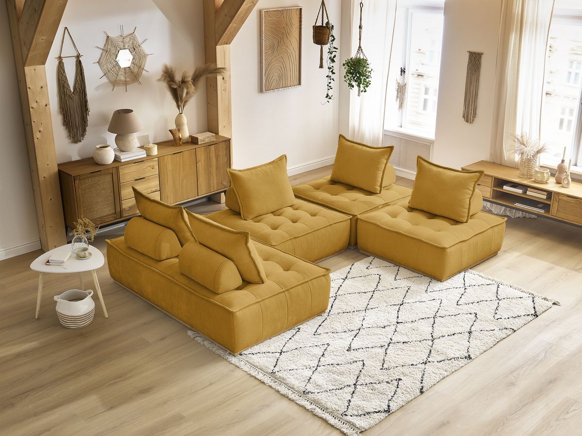 Bobochic Elisa Wohnlandschaft Strukturstoff Gelb