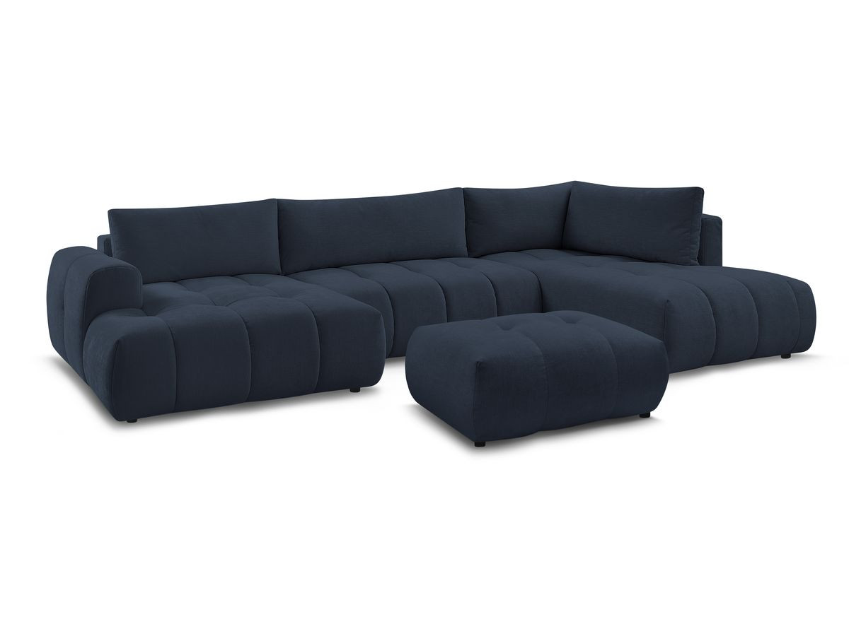 Bobochic Fuji Wohnlandschaft mit Pouf Stoff Dunkelblau Ecke links