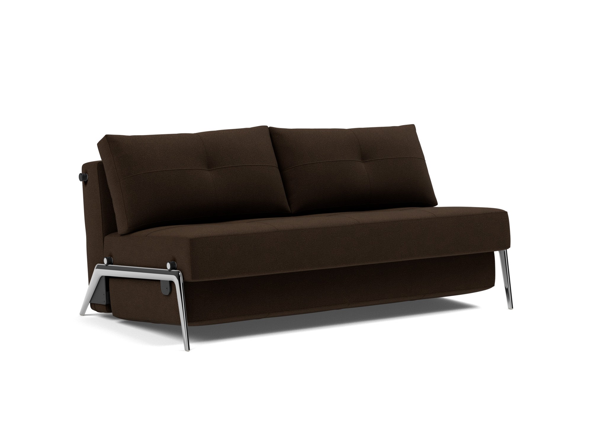 Schlafsofa Cubed 160 Strukturierter Stoff Taura 358-Chocco Beine Aluminium