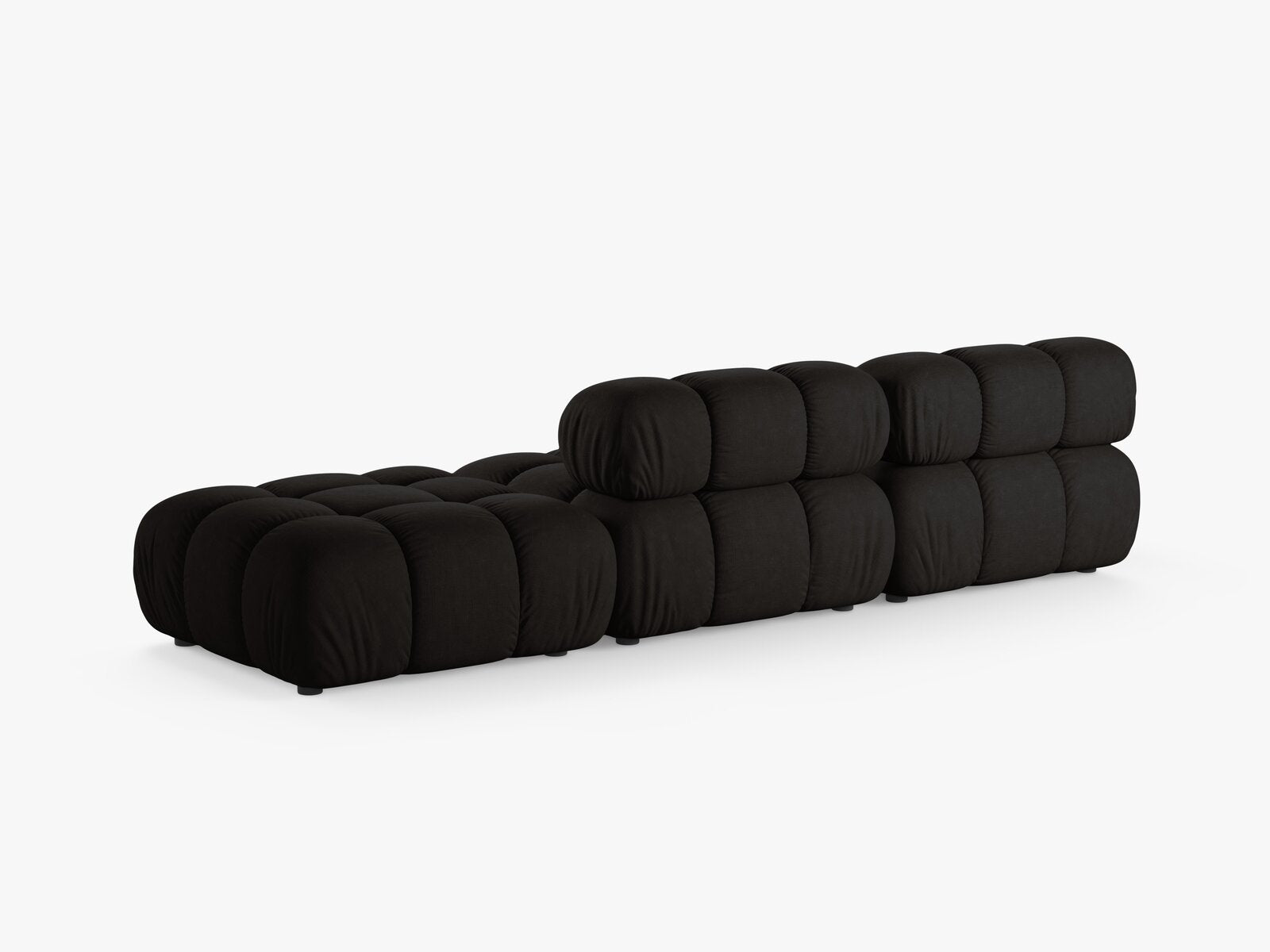 Micadoni Modulares Sofa Bellis 4-Sitzer Rechts Strukturierter Stoff Liberty Schwarz