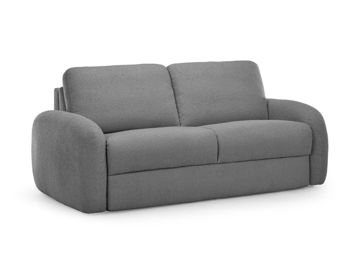 Bobochic Kenan Schlafsofa 3-Sitzer Bouclé-Stoff Dunkelgrau, Liegefläche 140 × 196 cm