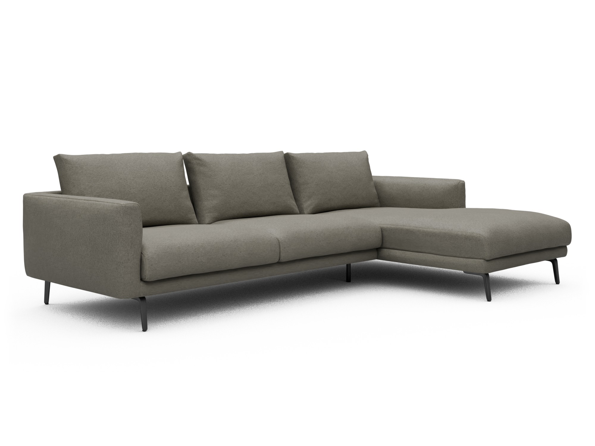 Skandi Home Ecksofa Karl Chaiselongue rechts mit 2,5-Sitzer Denari-Warm-Grey moebelfaktor