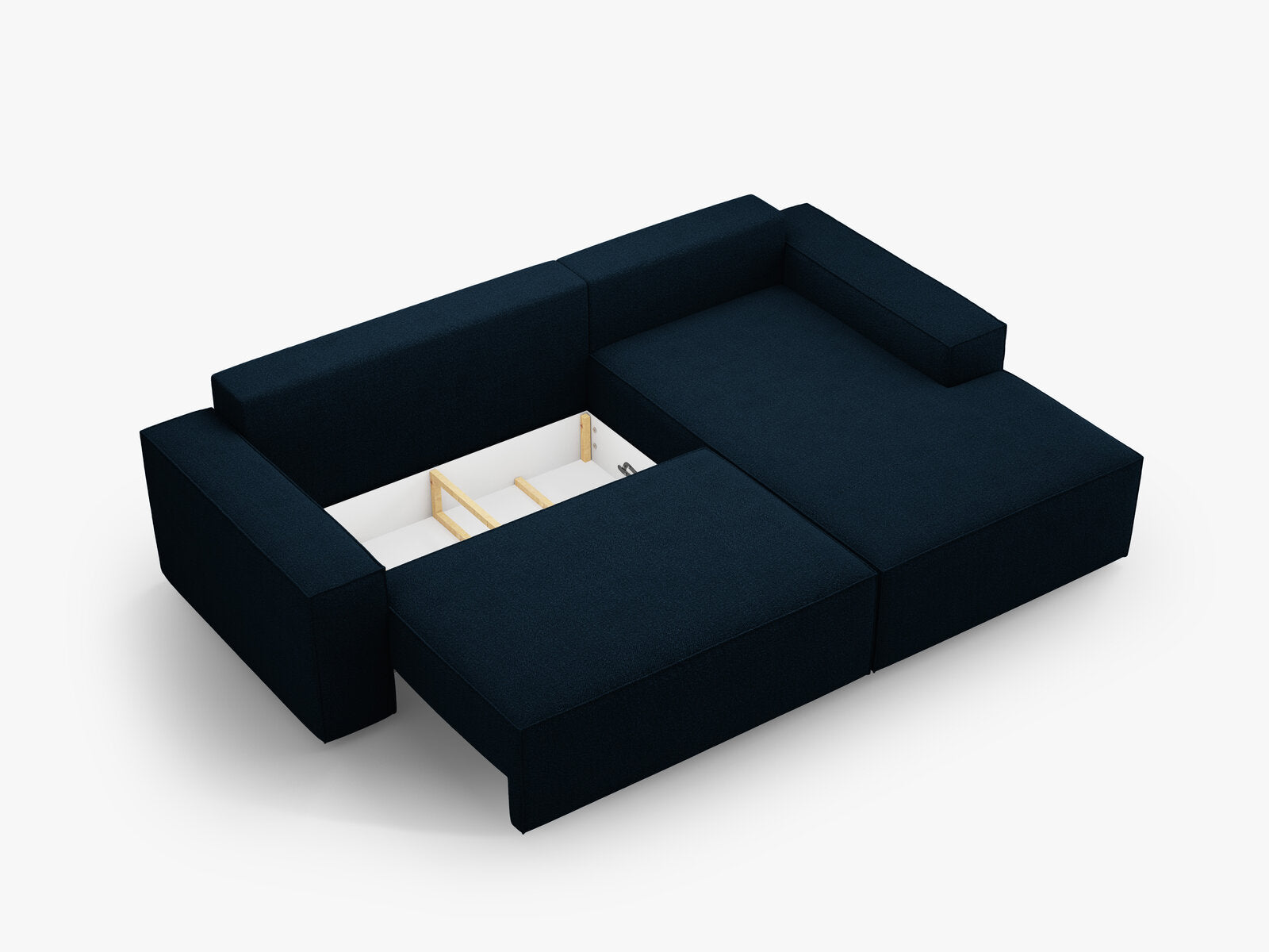 Micadoni Schlaf-Ecksofa Jodie 3-Sitzer Rechts Boucle Dunkelblau
