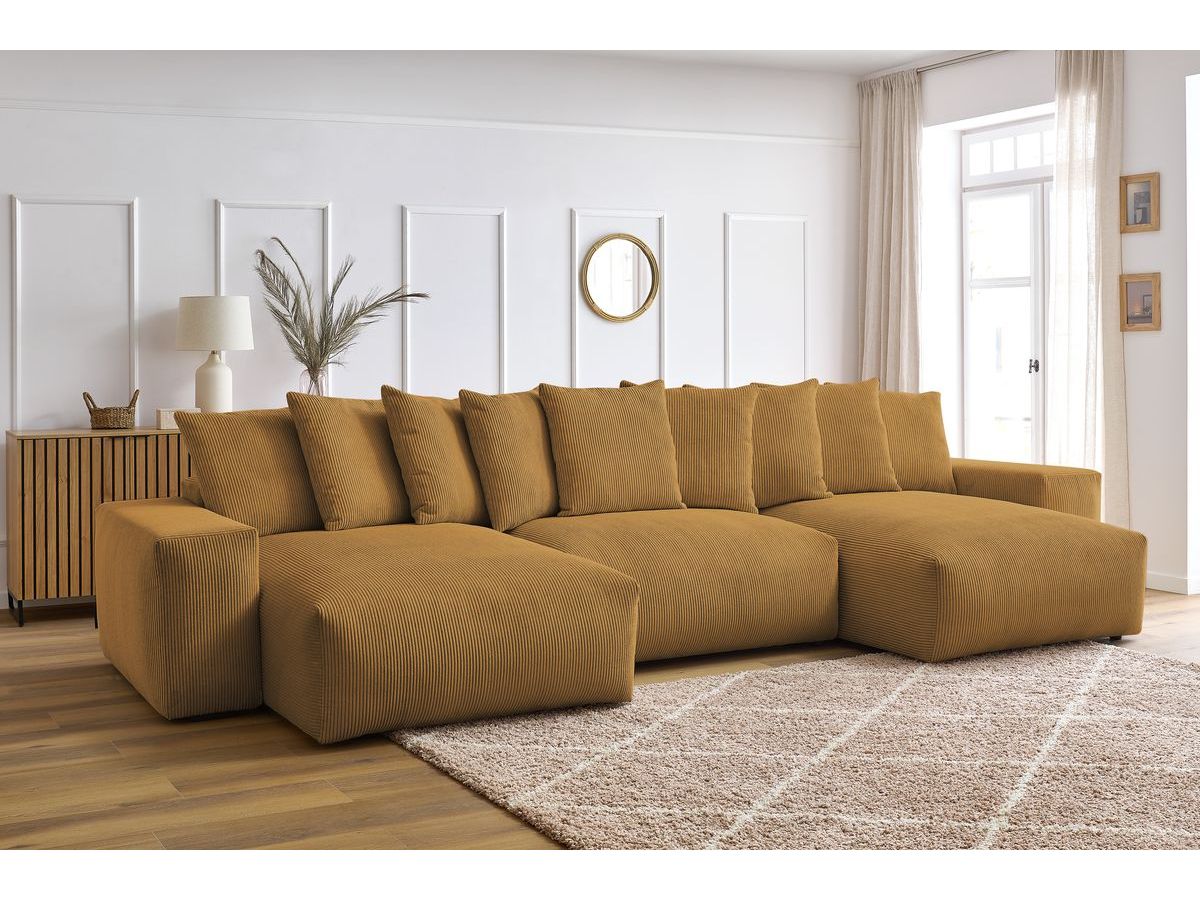 Bobochic Voltaire Wohnlandschaft 420 × 165 cm Cordsamt Gelb