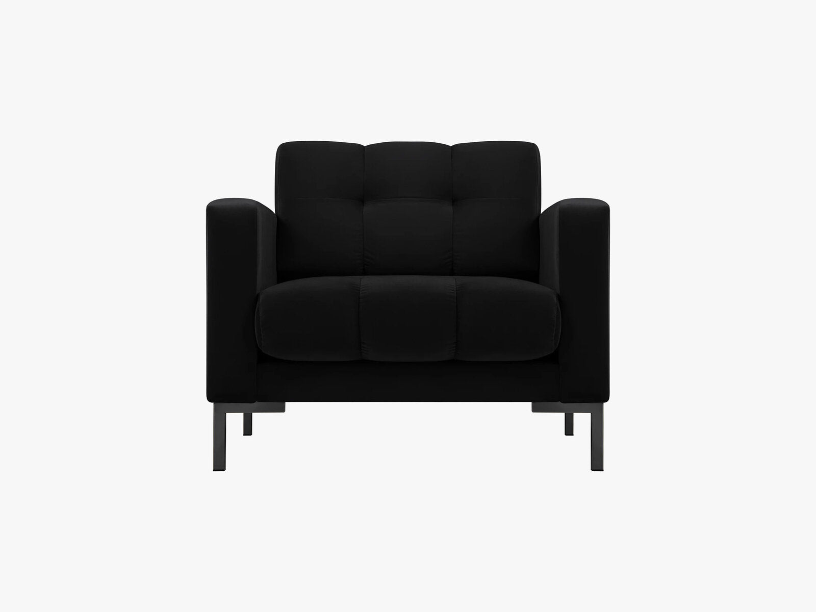 Micadoni Sessel Mamaia 1-Sitzer Samt Bluvel Schwarz schwarze Beine