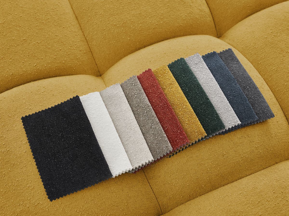 Bobochic Everest Ecksofa, 4 Kissen Strukturstoff Gelb Ecke links