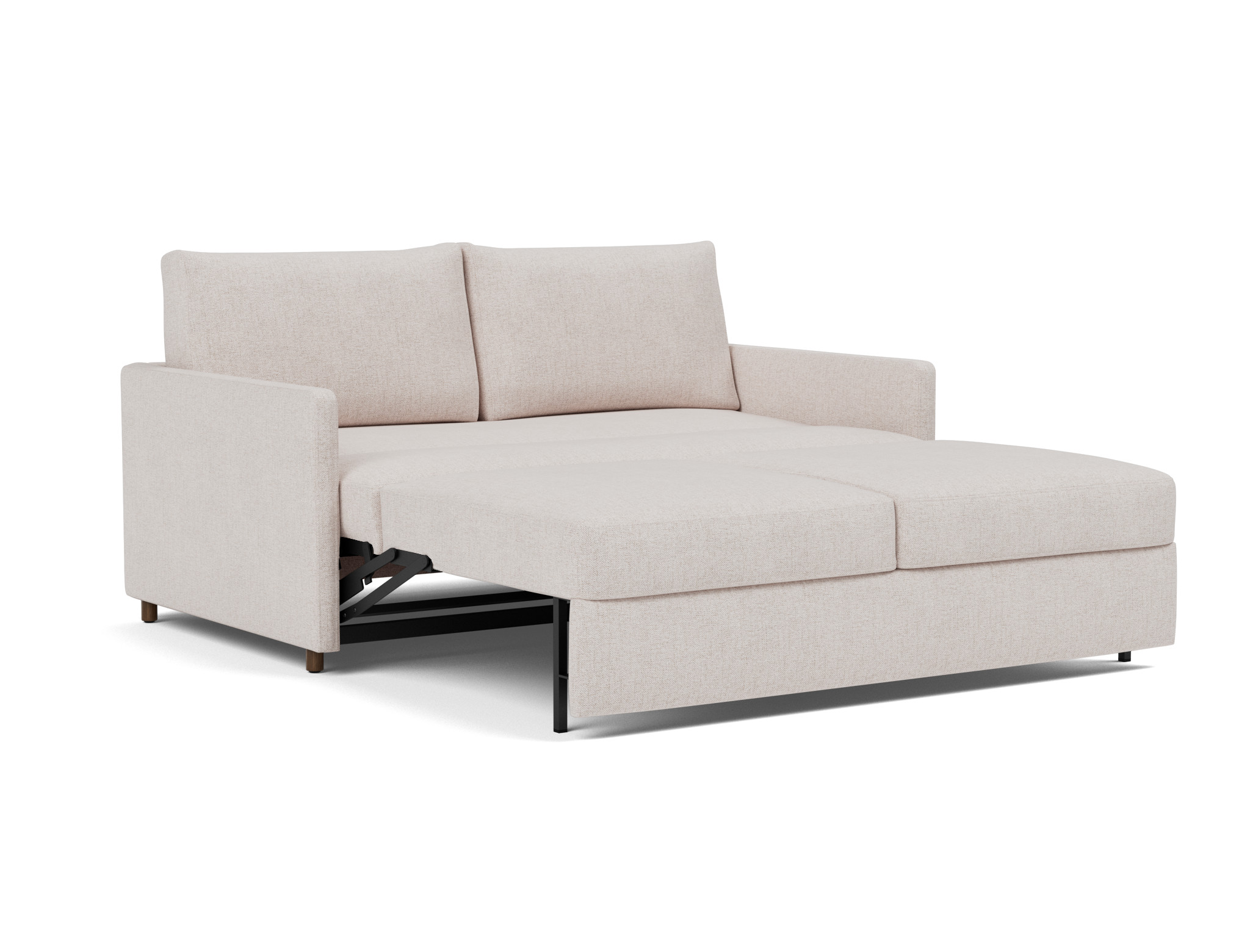 Schlafsofa Neah mit Slim-Armlehnen 160 Strukturierter Stoff Weda 300-Weda-Sand