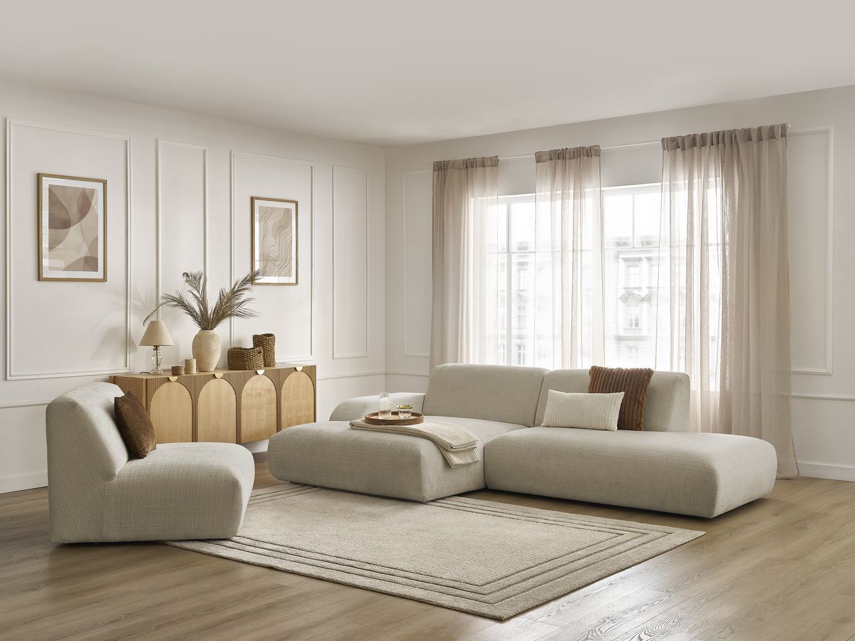 Bobochic Sirius Ecksofa 405 × 170 cm Strukturstoff Beige Ecke links