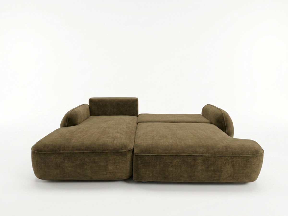 Bobochic Celeste Ecksofa mit Schlaffunktion und Bettkasten Stoff Grün Ecke links