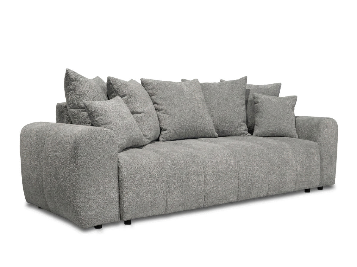 Bobochic Roxelane Schlafsofa 3-Sitzer mit Bettkasten Bouclé-Stoff Dunkelgrau