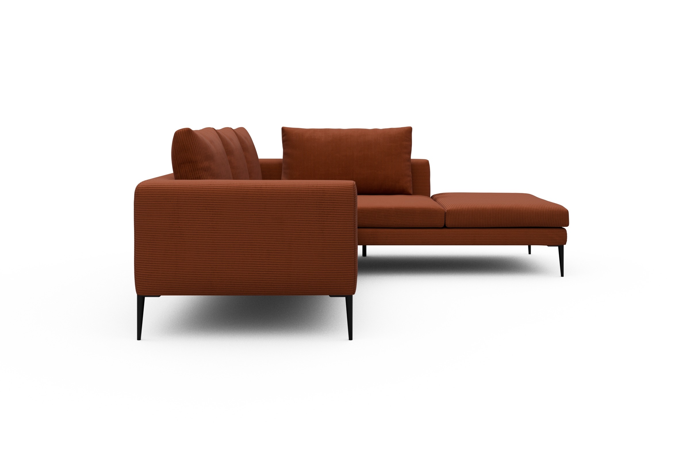 Ecksofa Paul Relax-Ecke rechts mit 2-Sitzer Corduroy-Burnt-Orange