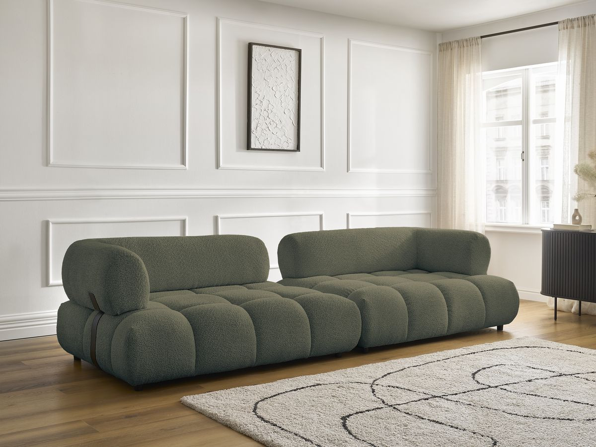 Bobochic Alya Sofa 4-Sitzer Bouclé-Stoff Grün