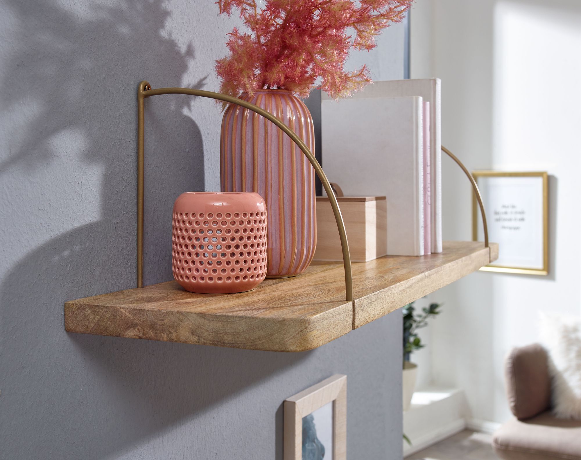 Wandregal Gjerde Mango Massivholz Breite 60 cm
