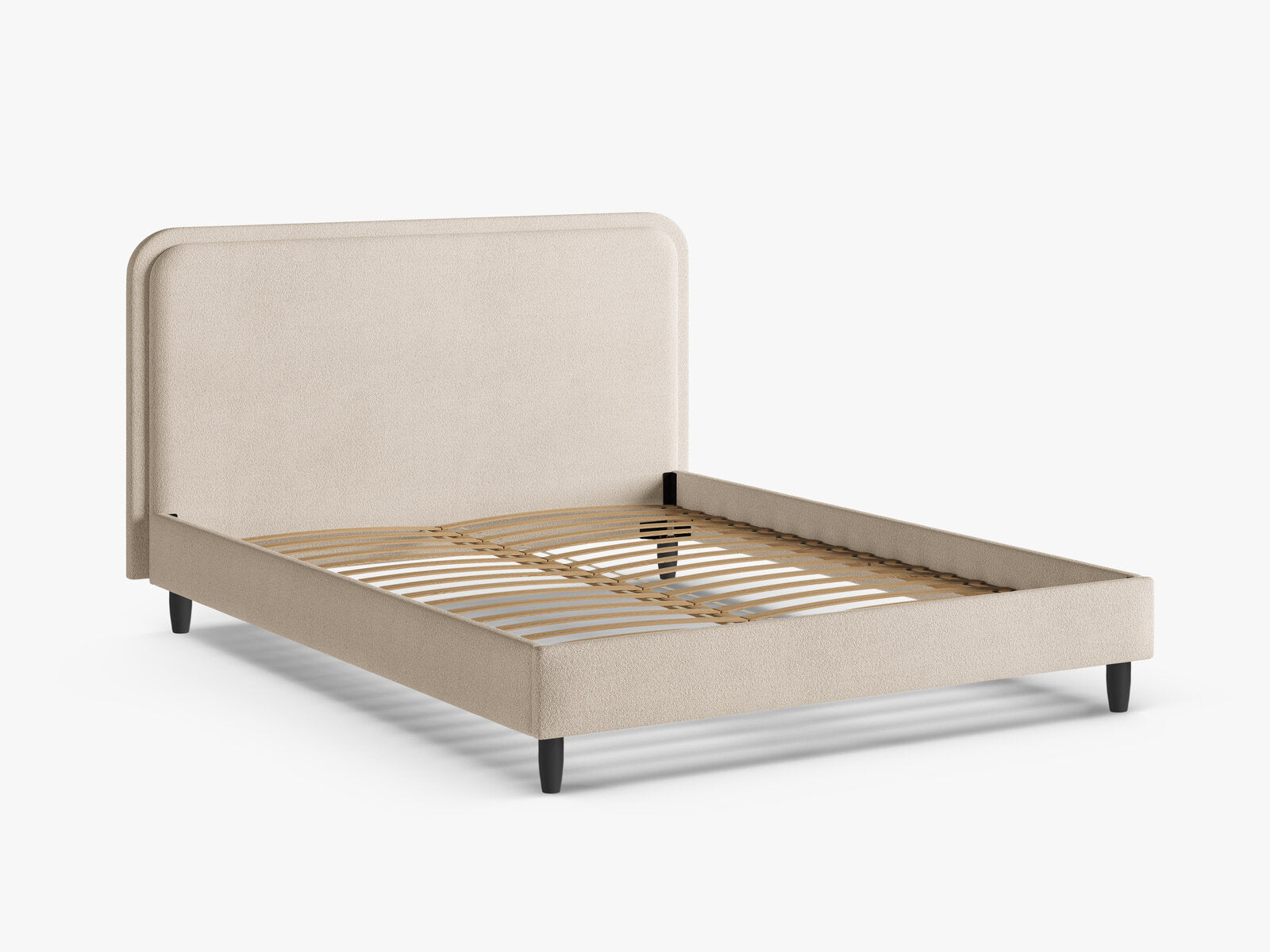 Micadoni Stauraumbett mit Kopfteil Aveline Boucle Baloo Beige 140x200