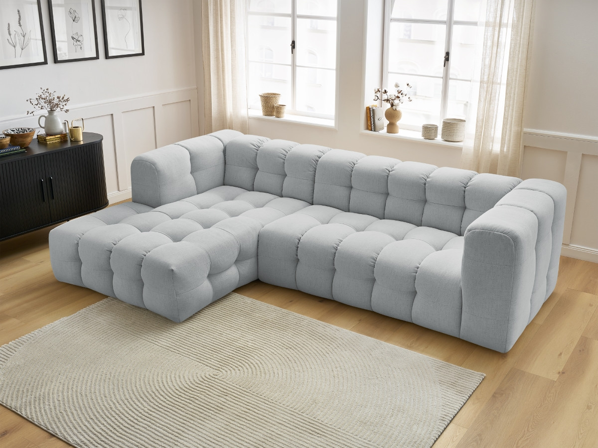 Bobochic Cloud Ecksofa 288 × 184 cm Stoff Hellgrau Ecke links