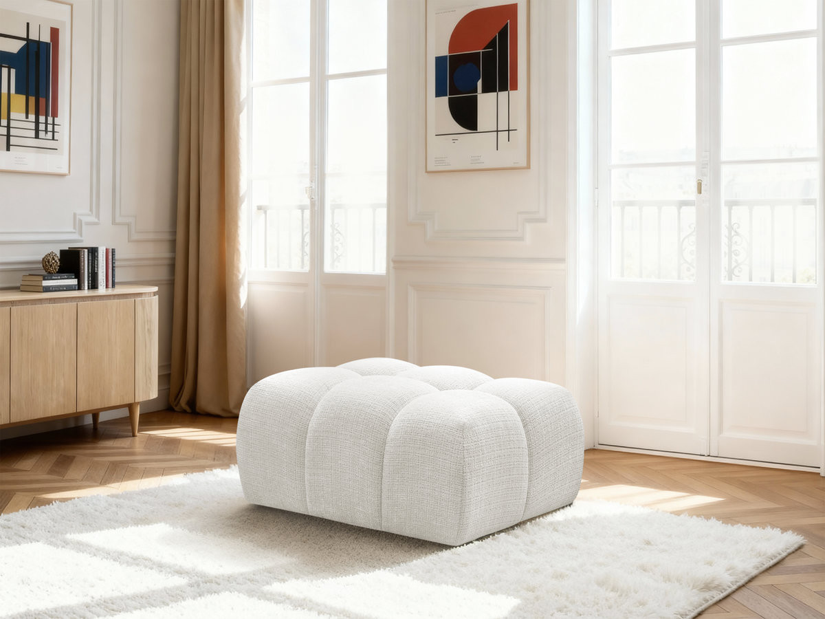 Bobochic Melisse Pouf Strukturstoff Weiß