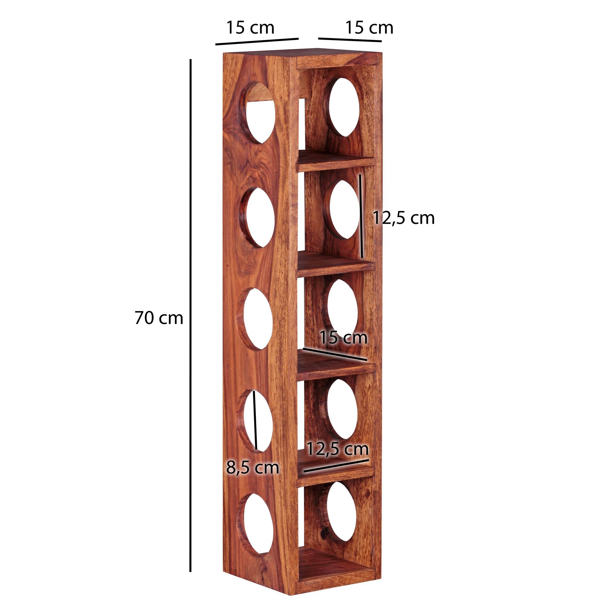 Standregal Aalvik Massivholz Sheesham 15 × 15 × 70 cm