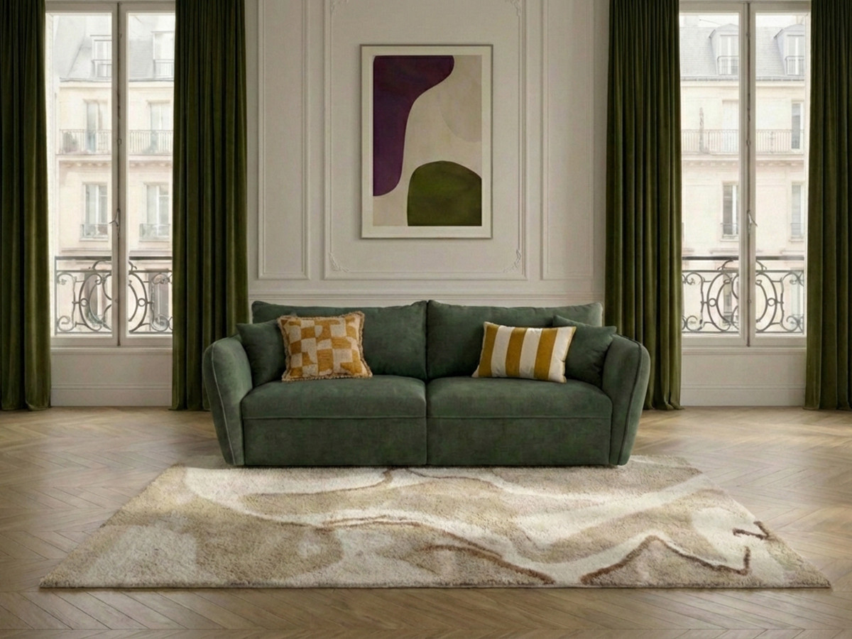 Bobochic Luigi Sofa 3-Sitzer Strukturstoff Grün