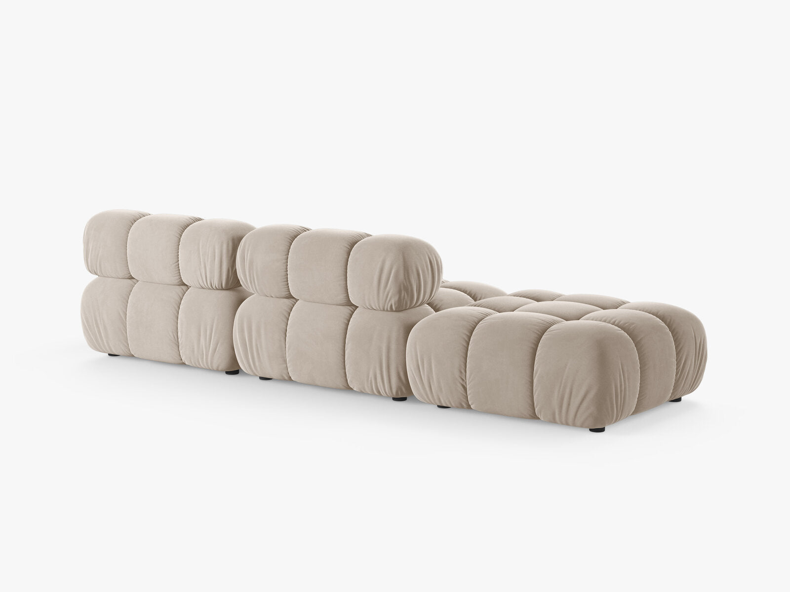 Micadoni Modulares Sofa Bellis 4-Sitzer Links Samt Bluvel Dunkelbeige