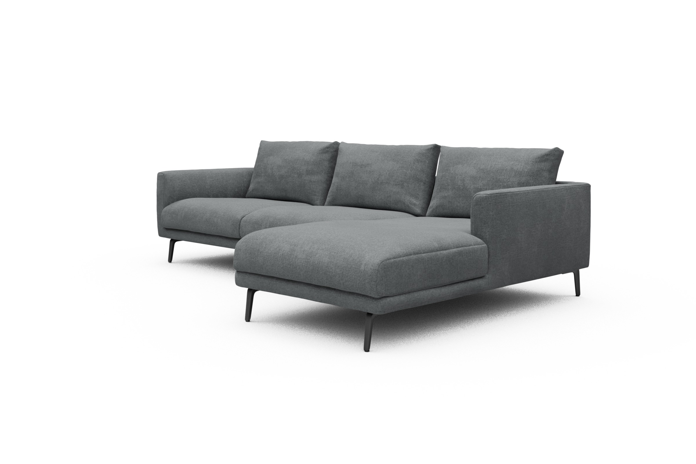 Ecksofa Karl Chaiselongue rechts mit 2,5-Sitzer Casone-Gravel-Grey