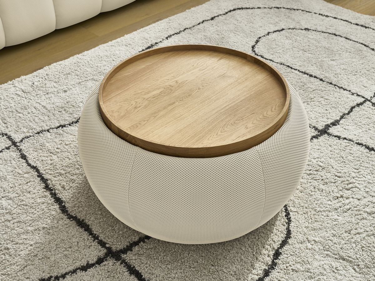 Bobochic Hayden Sofa 2-Sitzer mit Pouf Mesh-Stoff Beige
