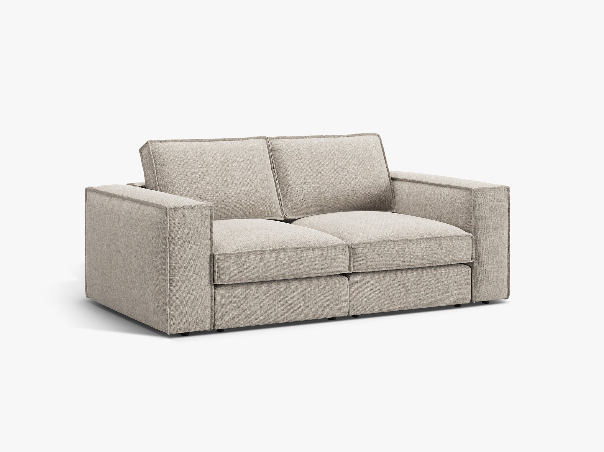 Micadoni modulares Sofa Pola 2-Sitzer Strukturierter Stoff Babel Sand