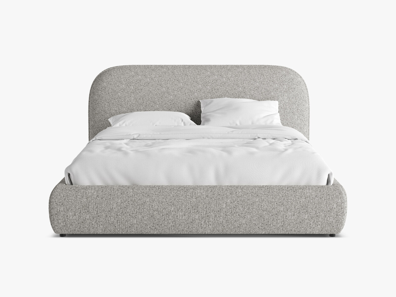 Micadoni Murada Bett mit Bettkasten und Kopfteil Chenille Tracy Hellgrau Melange 140x200