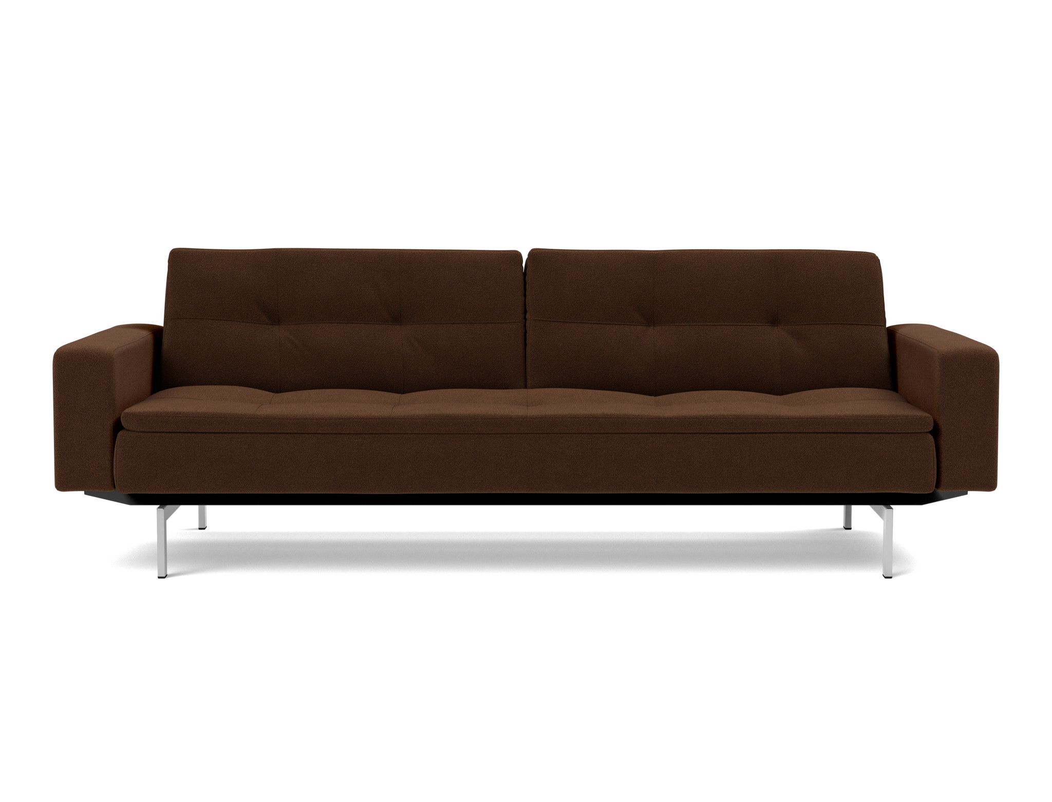 Schlafsofa Dublexo mit Armlehnen Strukturierter Stoff Taura 359-Cappuccino Beine Chrom