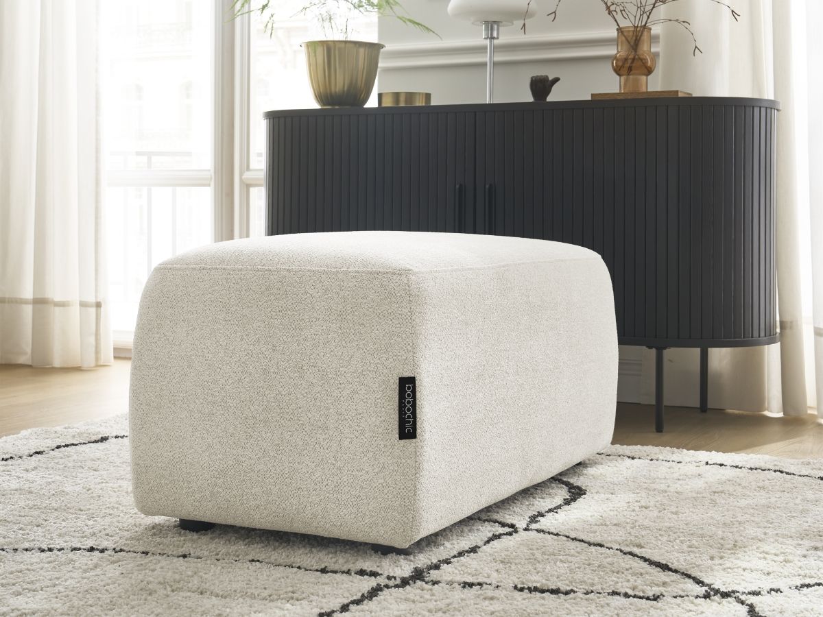 Bobochic Atilla Pouf Melange-Stoff Weiß