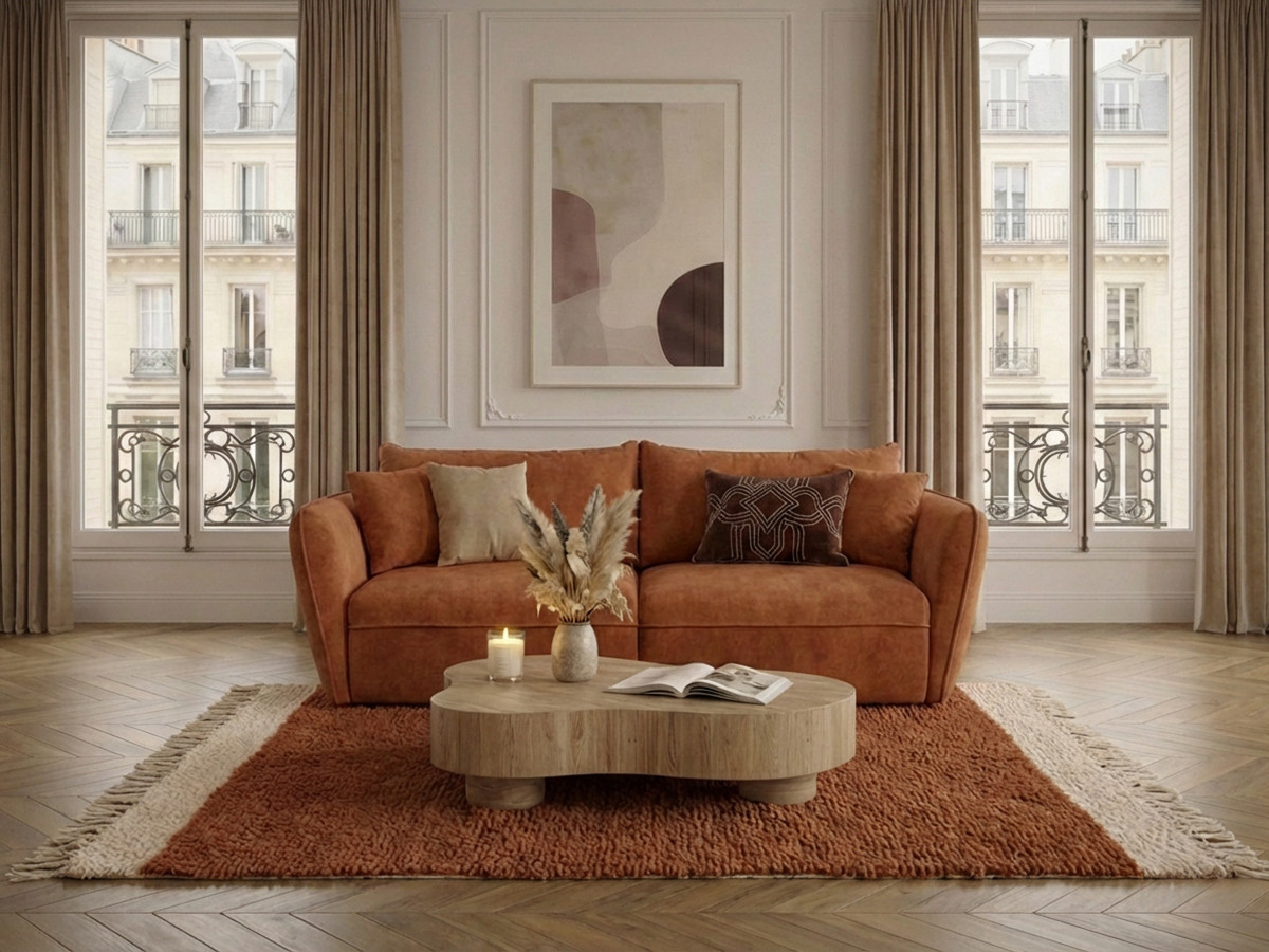 Bobochic Luigi Sofa 3-Sitzer Strukturstoff Orange