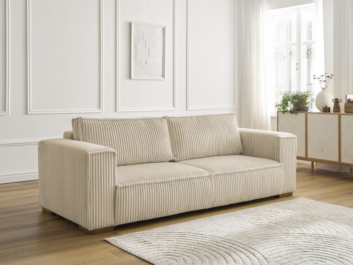 Bobochic Chelsea Sofa 3-Sitzer Breitcord weich Taupe