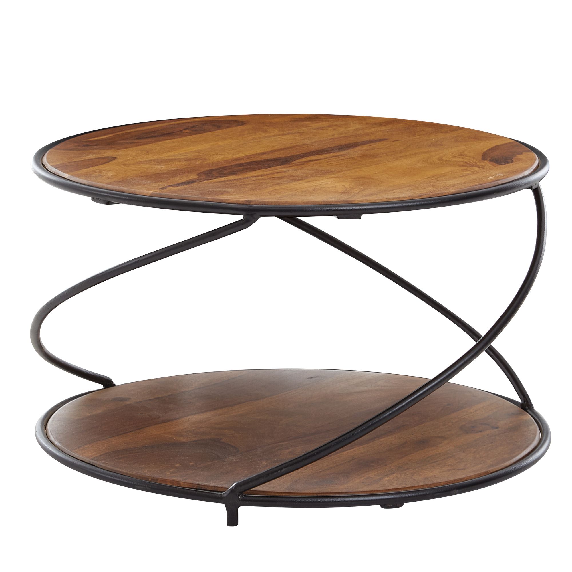 Couchtisch Saltvik Massivholz Dunkelbraun Ø 58 cm