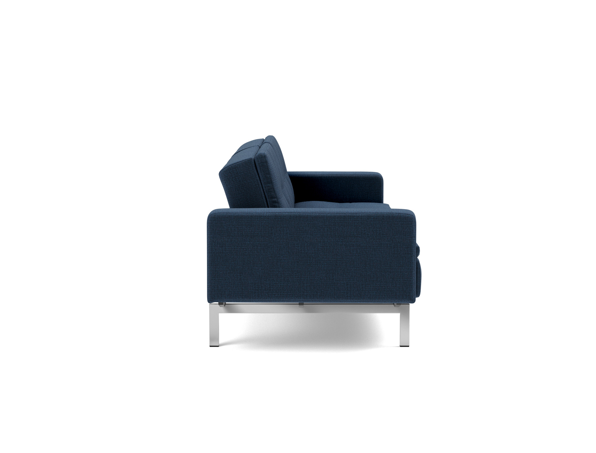 Schlafsofa Dublexo mit Armlehnen Chenille Esina 414-Indigo-Blue Beine Chrom