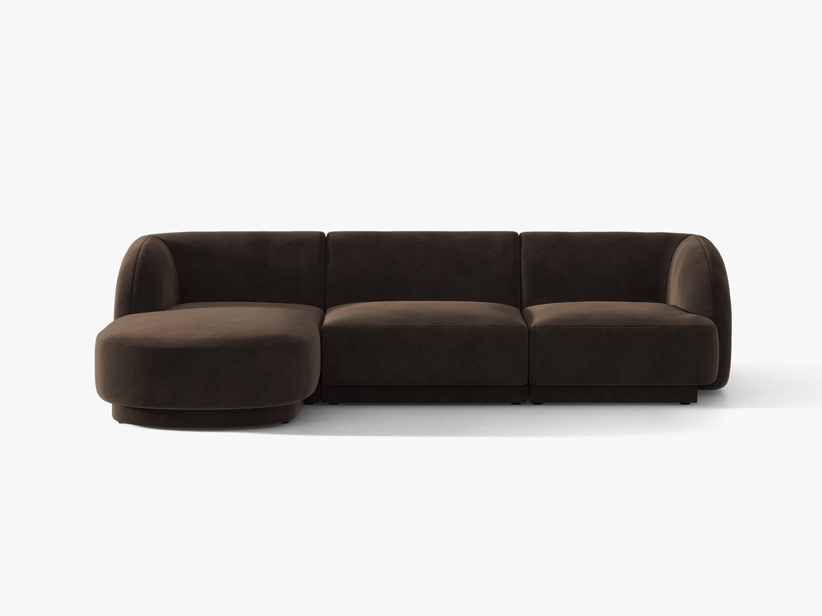 Micadoni Ecksofa Miley 4-Sitzer Samt Bluvel Dunkelbraun Links