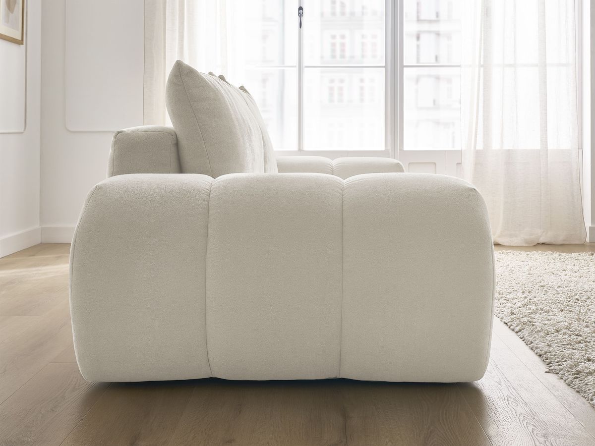Bobochic Everest Schlafsofa 3-Sitzer mit Bettkasten, 2 Kissen Strukturstoff Beige