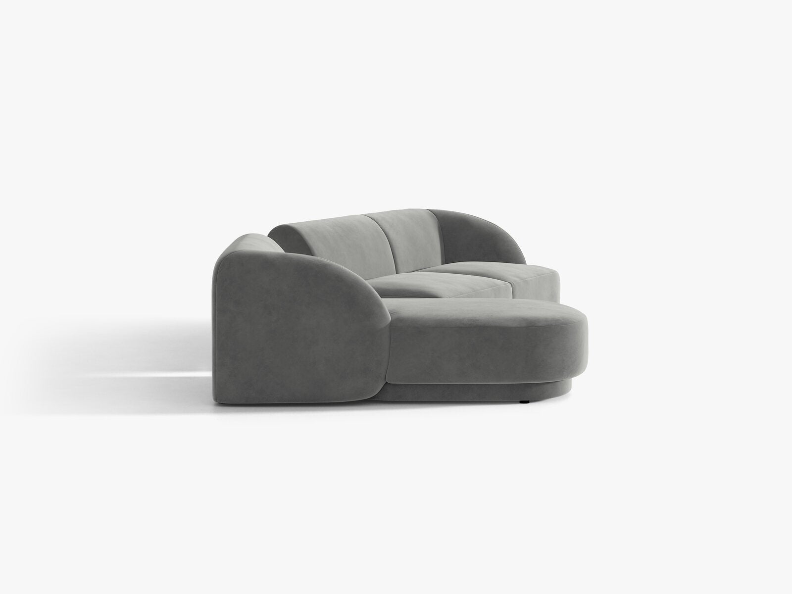 Micadoni Modulares Sofa Miley mit Recamiere 3-Sitzer Links Samt Venus Hellgrau