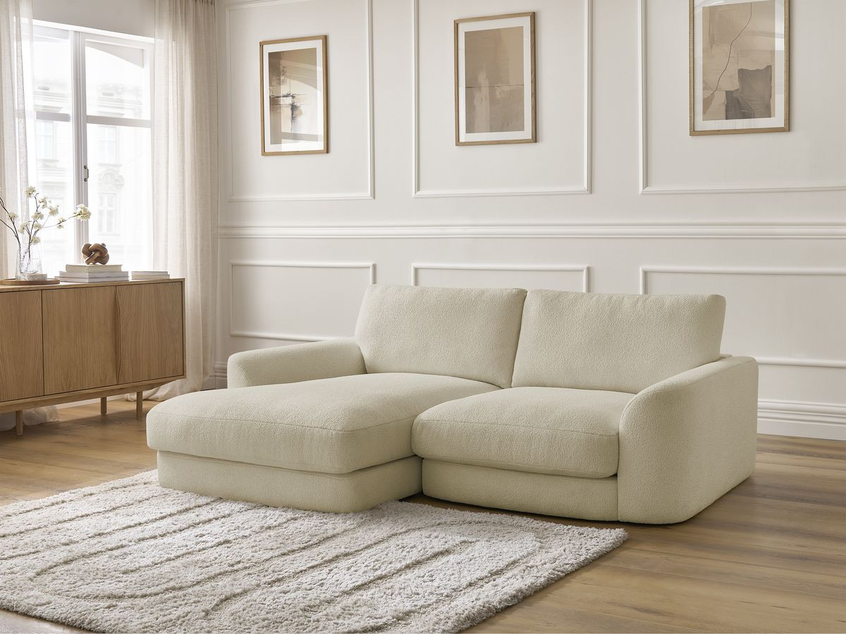 Bobochic Leonore Ecksofa Bouclé-Stoff Beige Ecke links