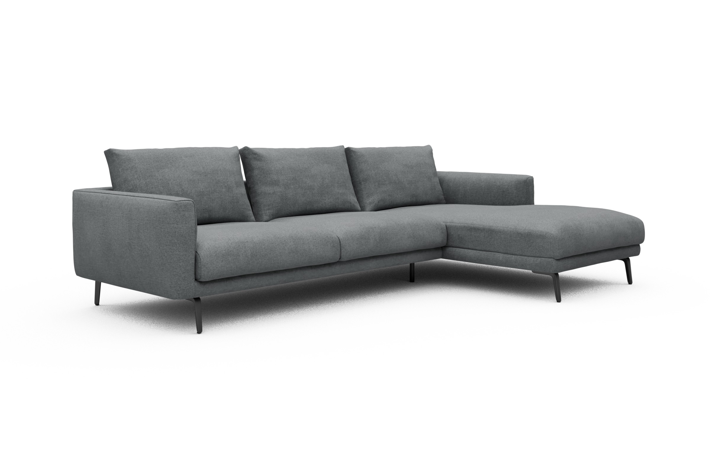 Ecksofa Karl Chaiselongue rechts mit 2,5-Sitzer Casone-Gravel-Grey