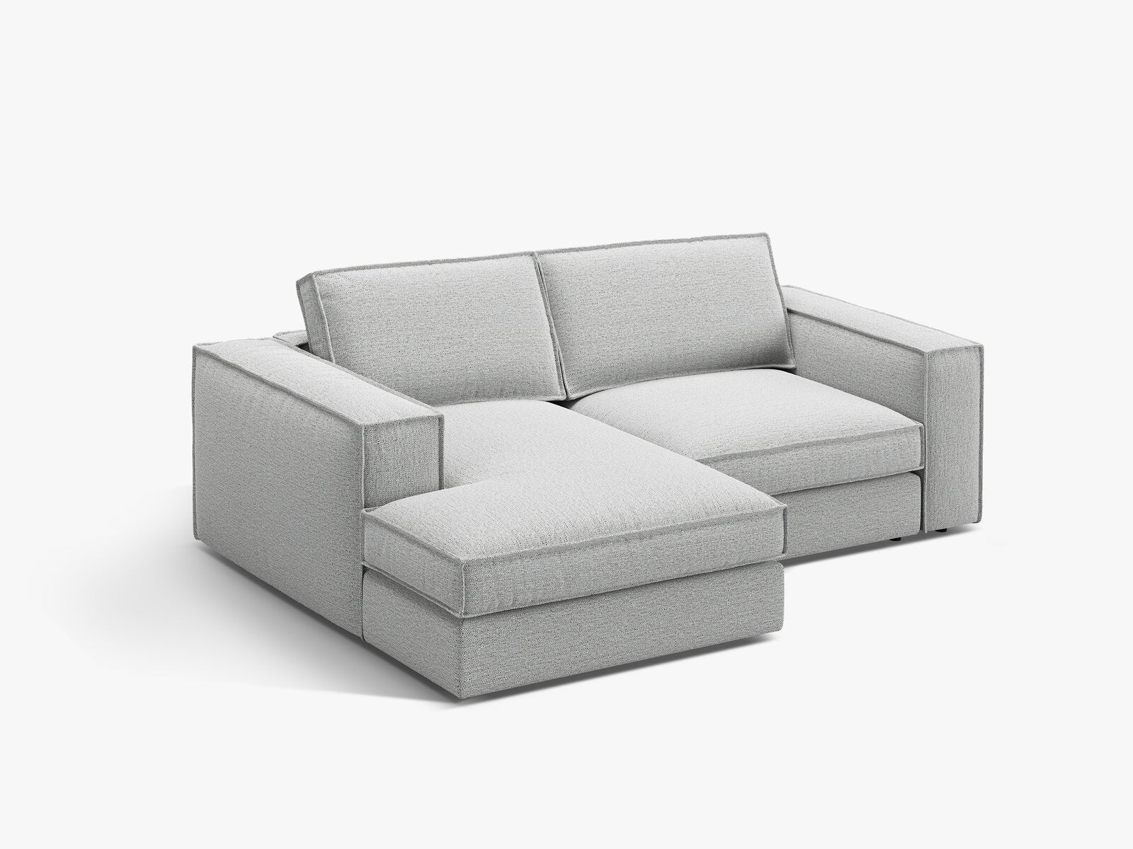 Micadoni modulares Ecksofa Pola 2-Sitzer kleine Version Links Strukturierter Stoff Babel Hellgrau
