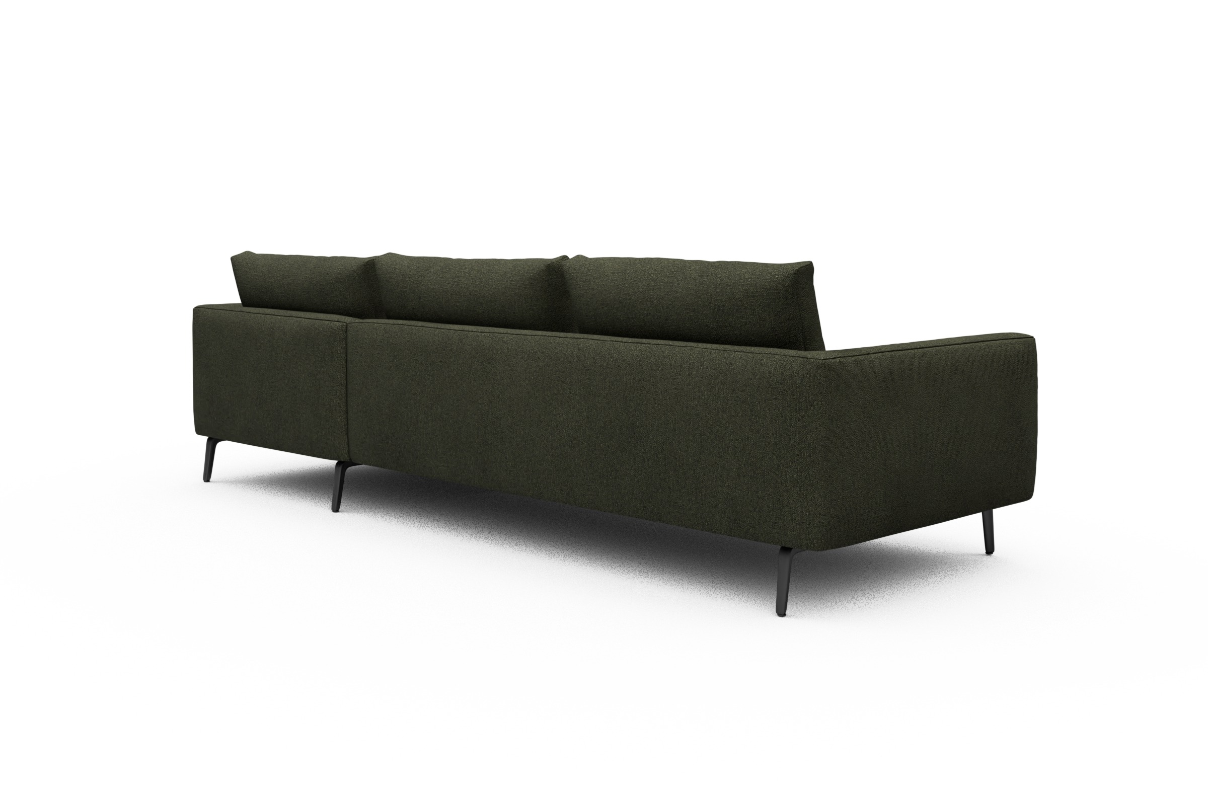 Ecksofa Karl Chaiselongue rechts mit 2,5-Sitzer Boucle-Forest-Green