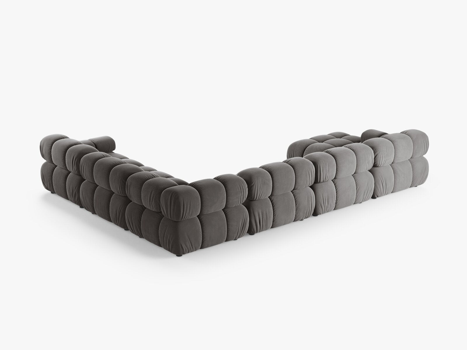 Micadoni Modulares Panorama Ecksofa Bellis 8-Sitzer Rechts Samt Bluvel Hellgrau