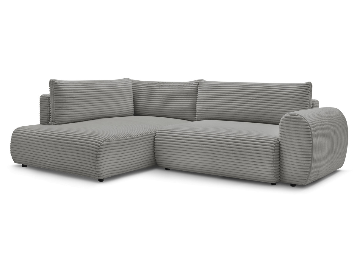 Bobochic Lucien Ecksofa mit Schlaffunktion und Bettkasten 296 × 198 cm Breitcord weich Dunkelgrau Ecke links