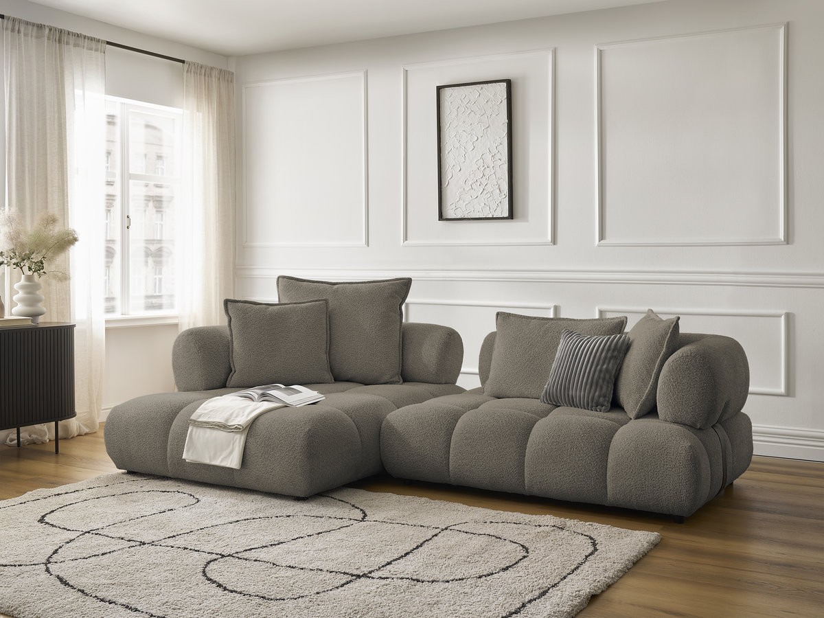 Bobochic Alya Ecksofa Bouclé-Stoff Taupe Ecke links