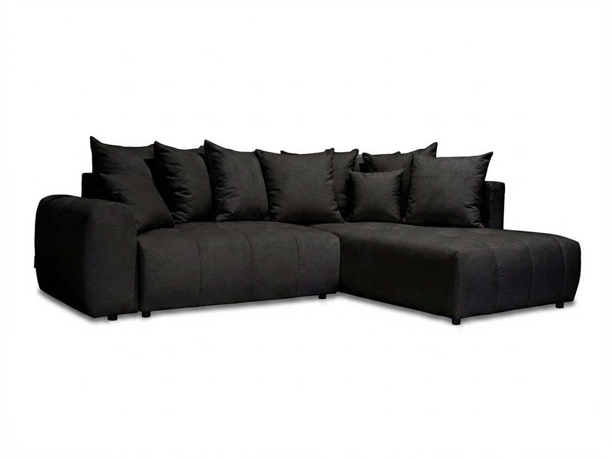 Bobochic Roxelane Ecksofa mit Schlaffunktion und Bettkasten Melange-Stoff Dunkelgrau Ecke rechts