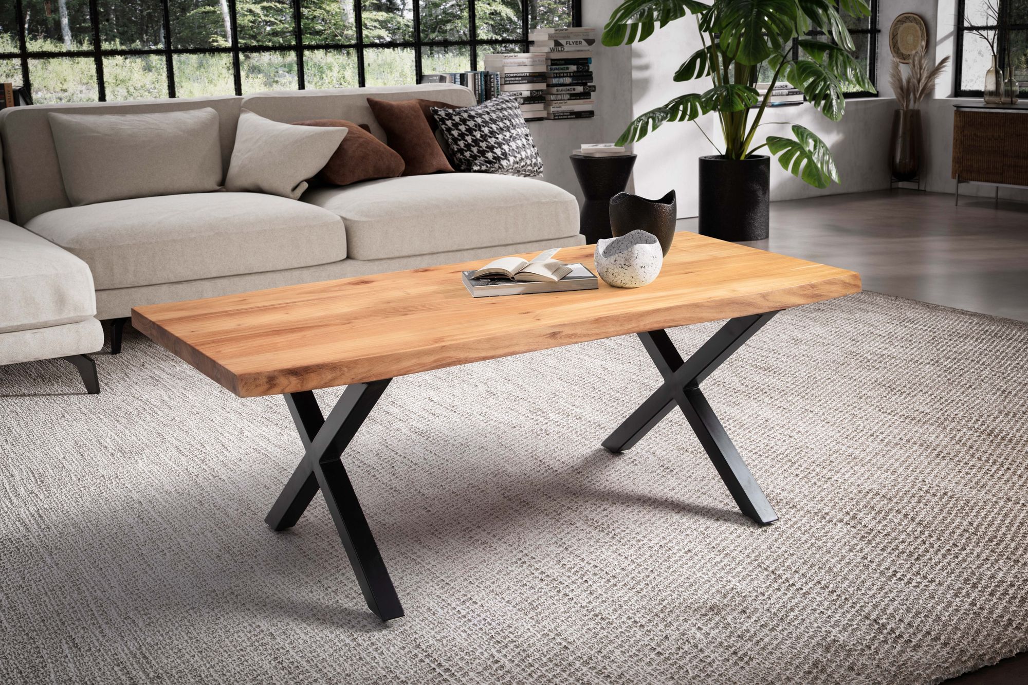 Couchtisch Lovund Akazie Massivholz 120 × 60 × 46 cm