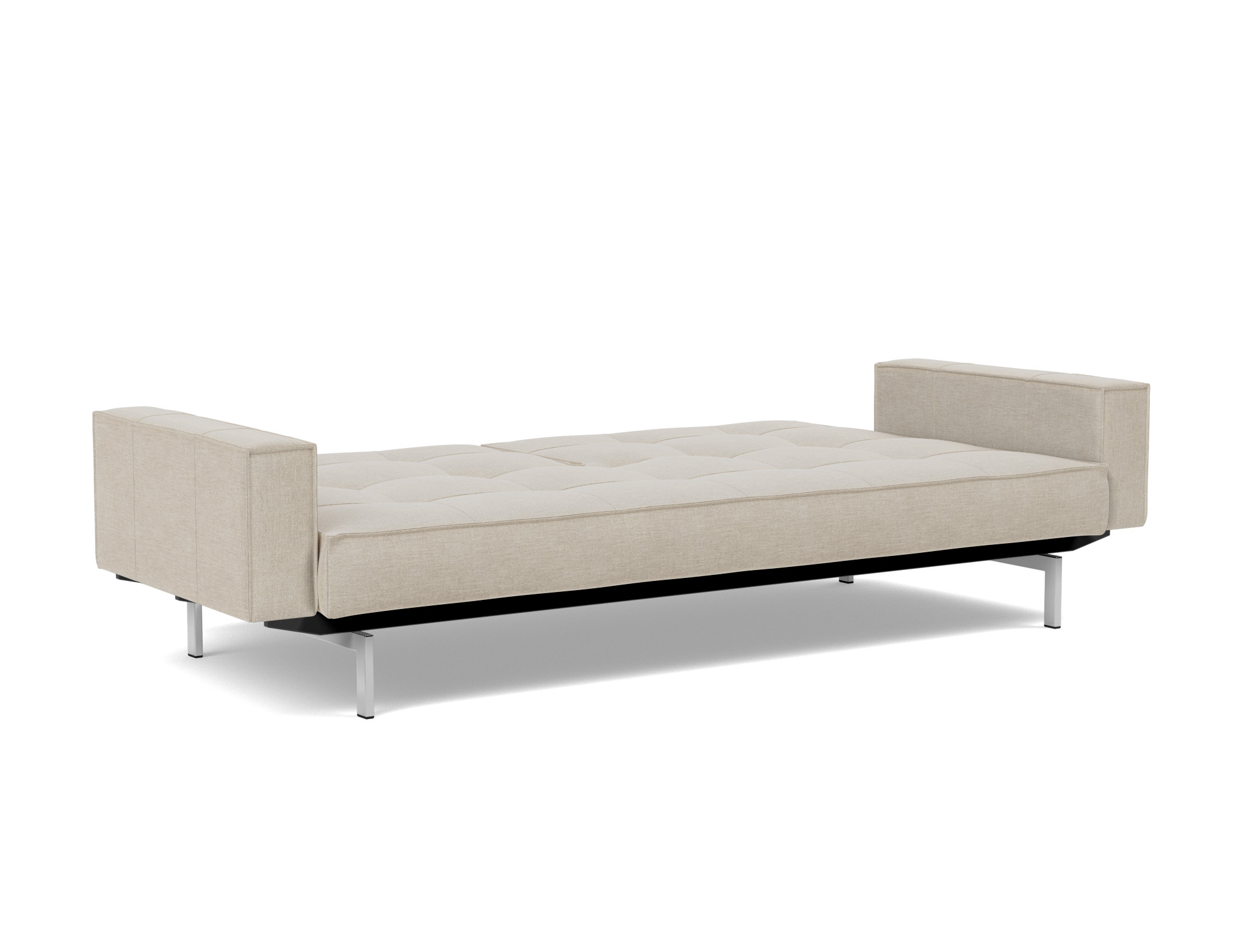 Schlafsofa Splitback mit Armlehnen Flachgewebe Phobos 586-Latte Beine Chrom