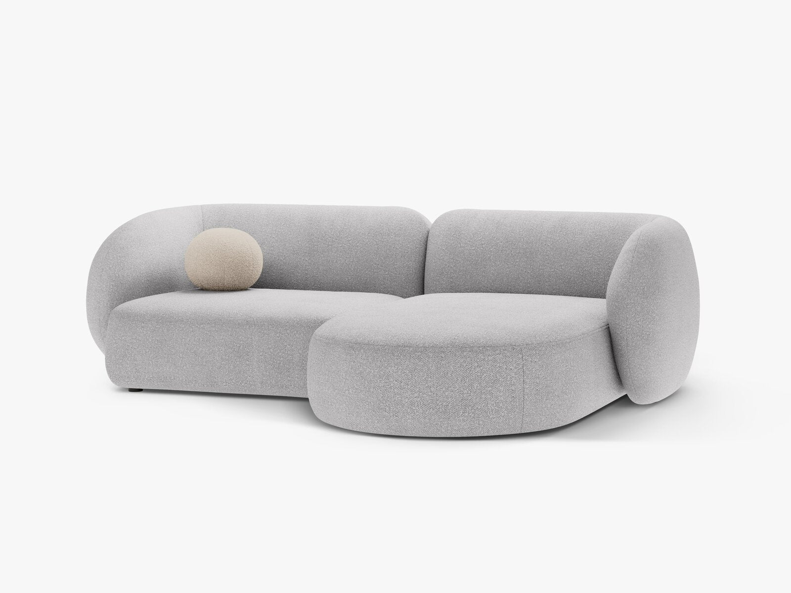 Micadoni Ecksofa Kate 2-Sitzer Rechts Boucle Baloo Hellgrau