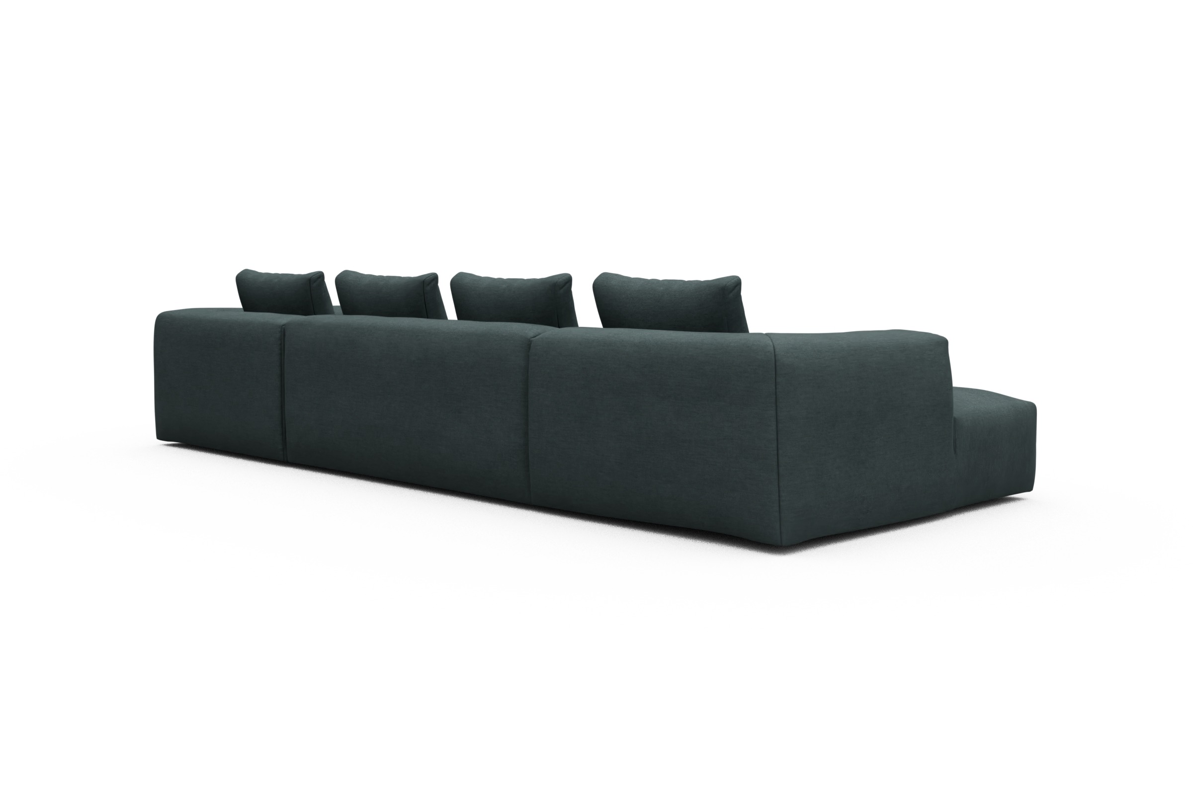 Wohnlandschaft Fred Relax-Ecke rechts mit 2-Sitzer und Chaiselongue links Vivus-Blue