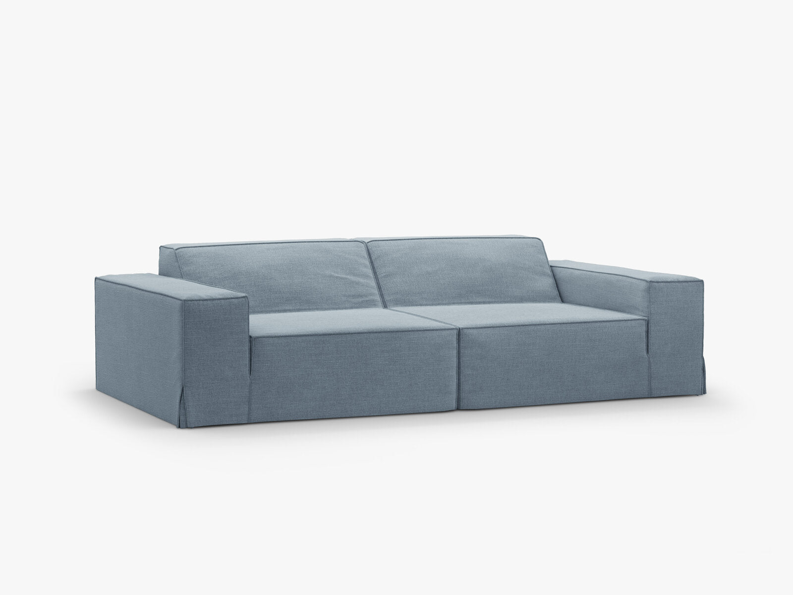 Micadoni 3-Sitzer Sofa Jodie Strukturierter Stoff Lins Gedämpftes Blau